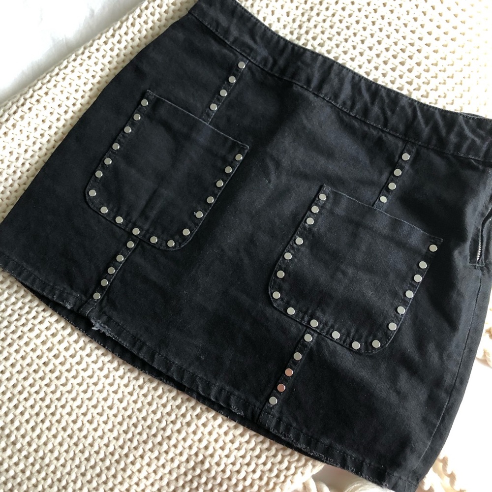 Zara studded denim skirt